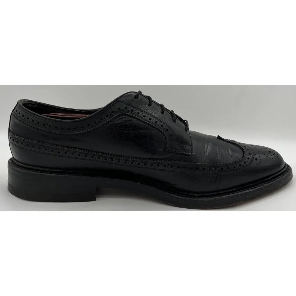 Vintage Florsheim Imperial Size 12D Black Leather Cordovan Wingtip Oxfords 76019